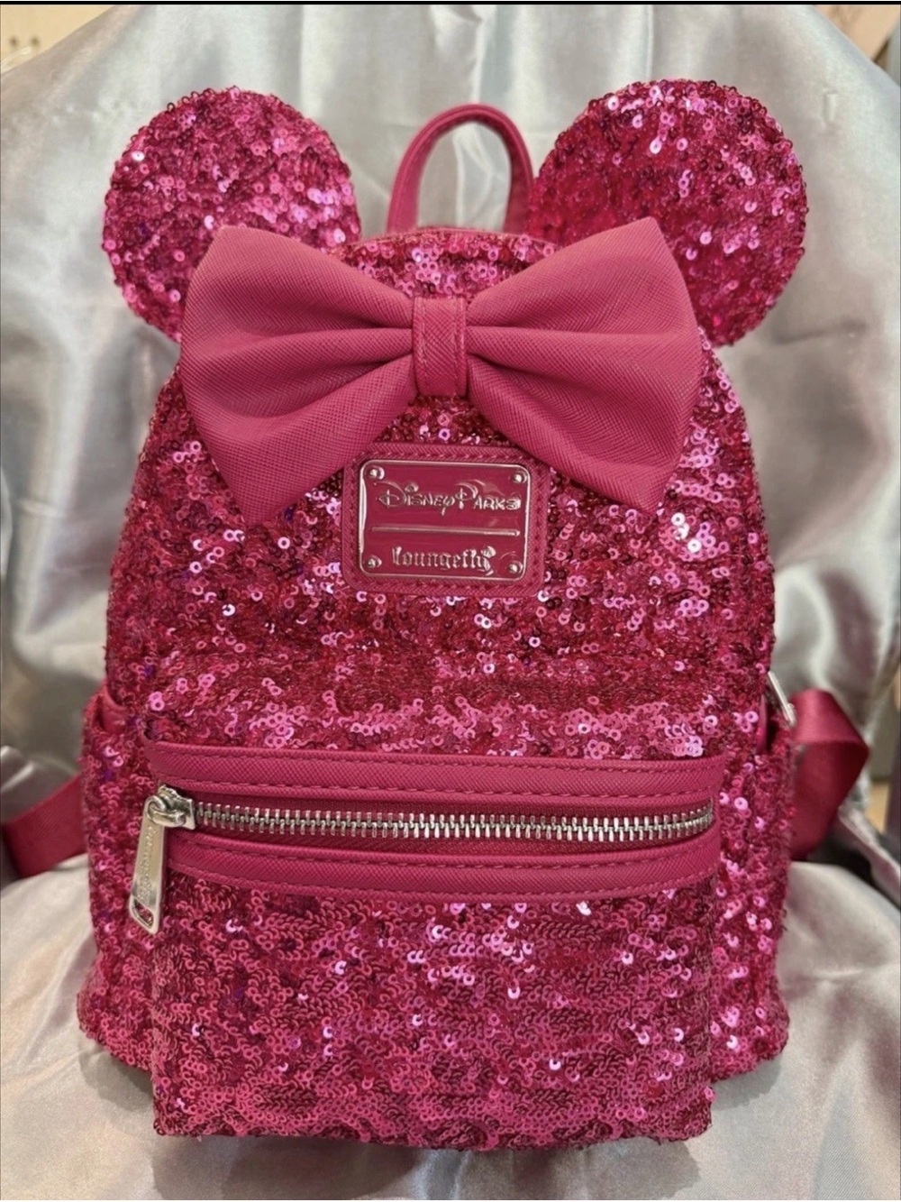 Loungefly x Disney Parks Pink Sequin Minnie Ear Mini Backpack
